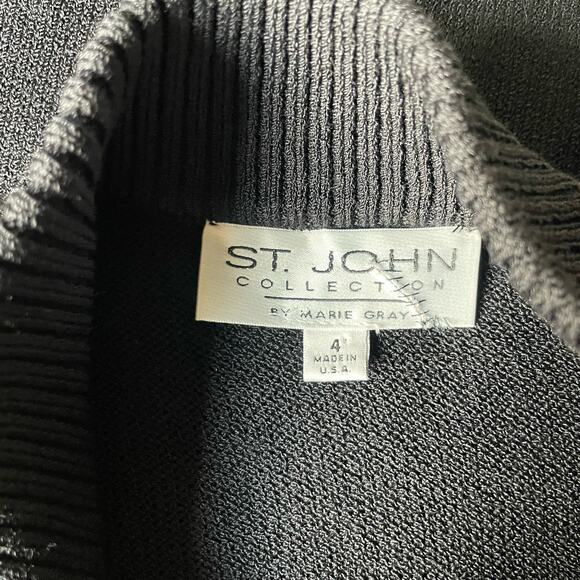 St. John Vtg. Y2K Fall Colors & Black Quilted Zip Front Cardigan Sweater Sz 4 S - Picture 8 of 16